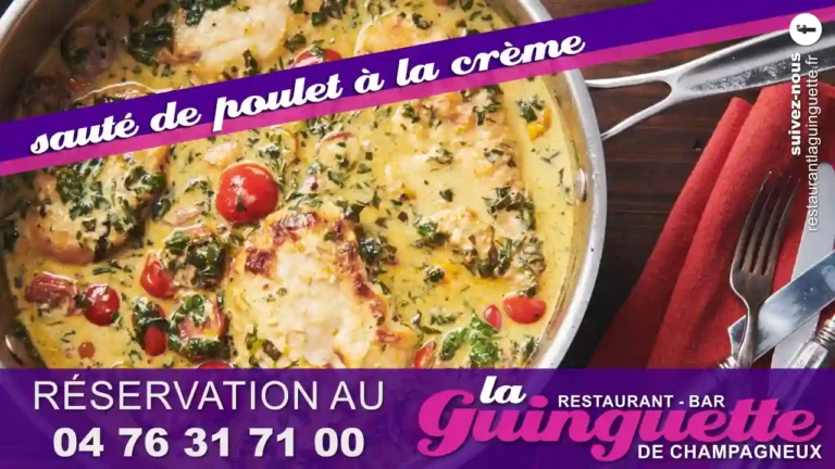 Sauté de poulet à la Crème au restaurant bar la guinguette de champagneux