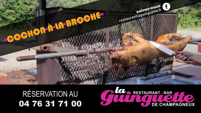 Cochon à la Broche au restaurant bar la guinguette de champagneux