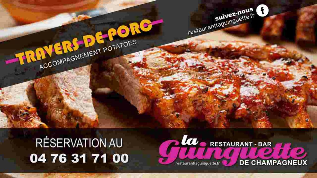 travers de porc au restaurant bar la guinguette de Champagneux