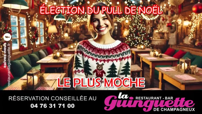 Élection du pull de noël le plus moche au restaurant - bar la guinguette de Champagneux