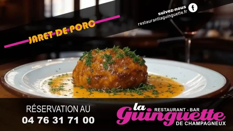 Jaret de porc confit au restaurant bar la guinguette de champagneux