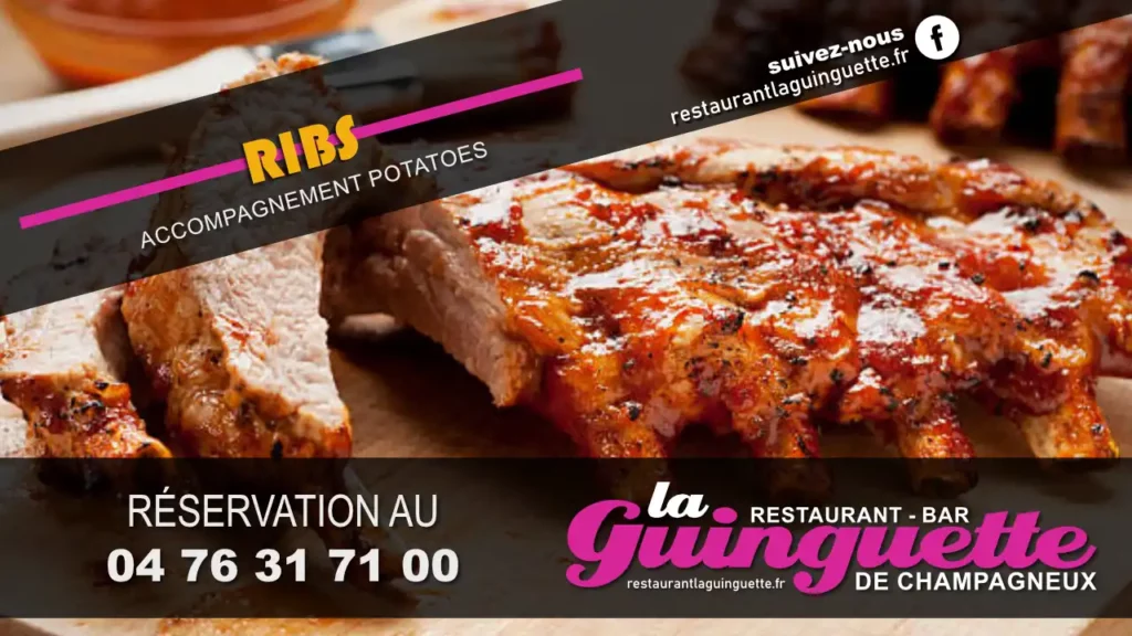 ribs ou travers de porc au restaurant bar la guinguette de Champagneux
