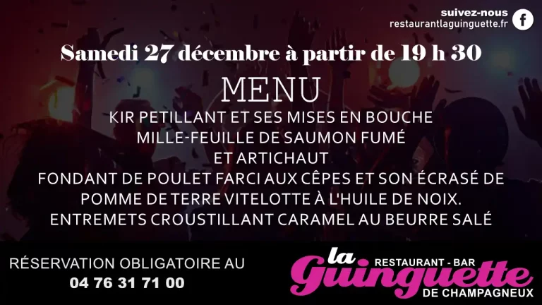 Restaurant Bar La Guinguette de Champagneux menu fin d'année