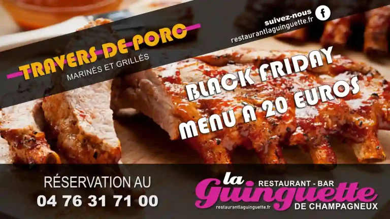 Restaurant Bar La Guinguette de Champagneux - Black Friday - Travers de Porc - 20 euros