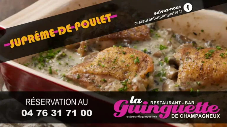 Suprême de poulet au restaurant bar la guinguette de champagneux